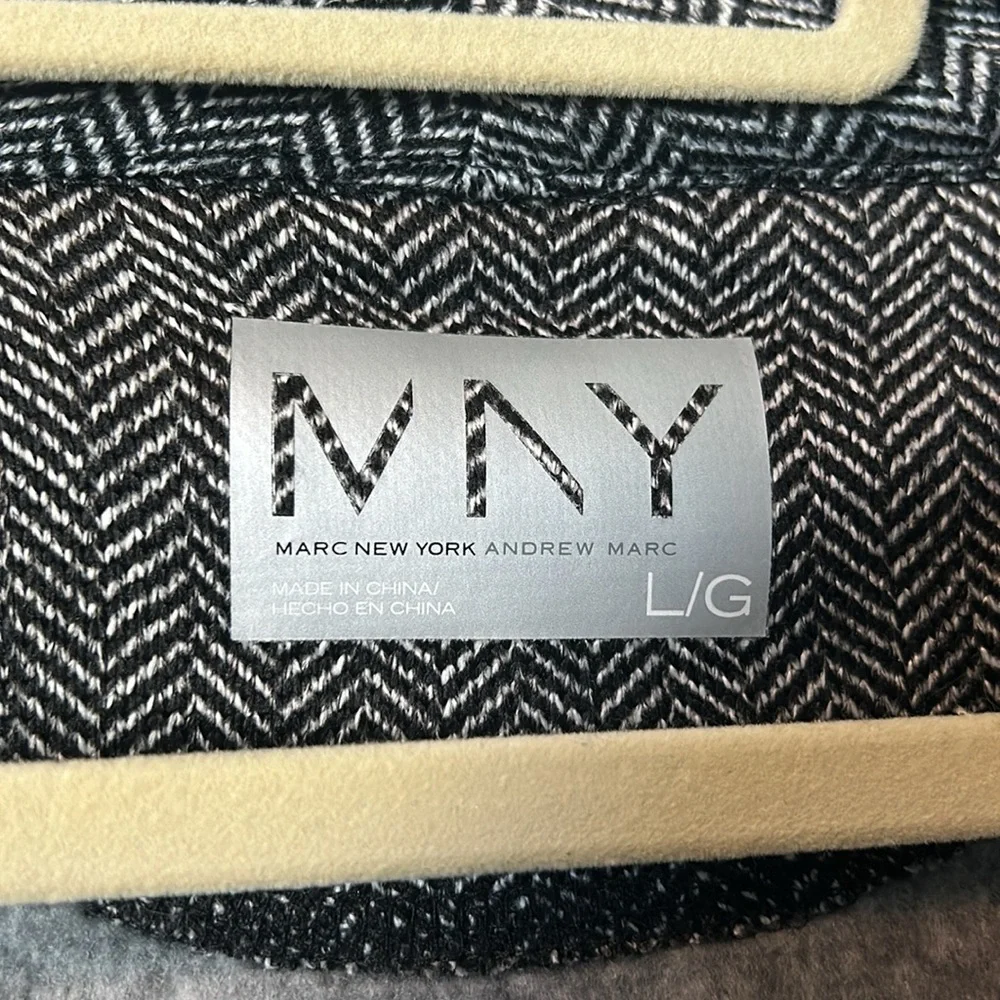NWT | Marc New York‎ | Black and White Herringbone Jacket | Sz Large